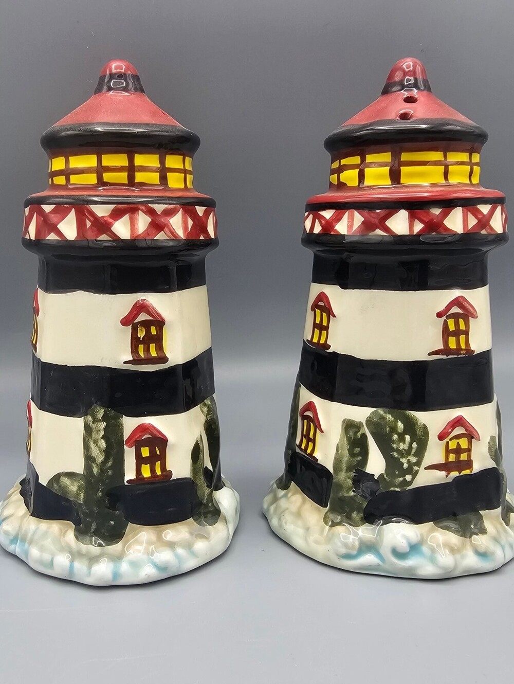 Ceramic Lighthouse Salt and Pepper Shakers Set